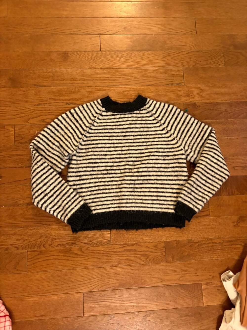 American Eagle Black and White Striped Mohair Sweater XS